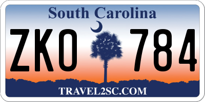 SC license plate ZKO784