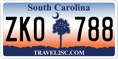 SC license plate ZKO788