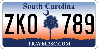SC license plate ZKO789