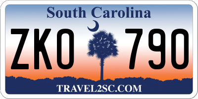 SC license plate ZKO790