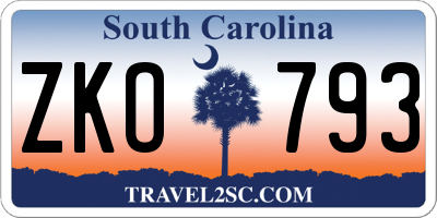 SC license plate ZKO793