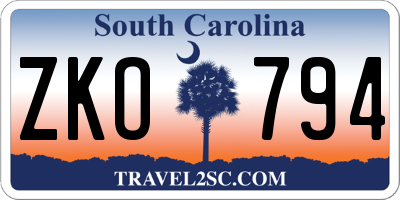 SC license plate ZKO794