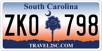 SC license plate ZKO798