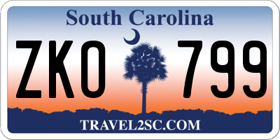 SC license plate ZKO799