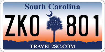 SC license plate ZKO801