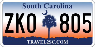 SC license plate ZKO805