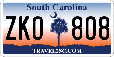 SC license plate ZKO808