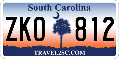 SC license plate ZKO812
