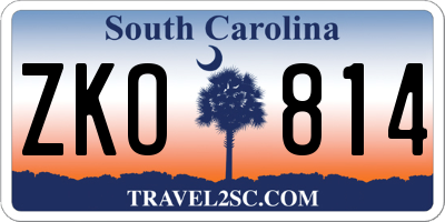 SC license plate ZKO814