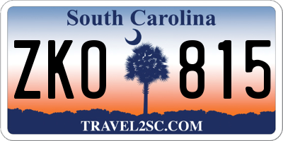 SC license plate ZKO815