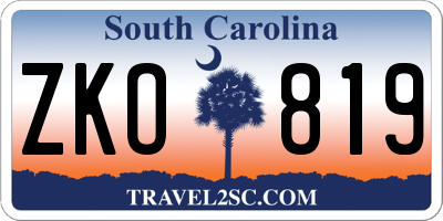 SC license plate ZKO819