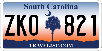 SC license plate ZKO821