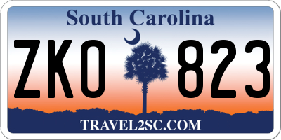 SC license plate ZKO823