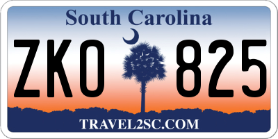 SC license plate ZKO825