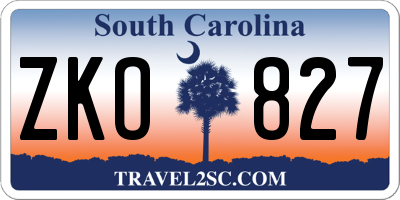 SC license plate ZKO827