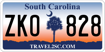 SC license plate ZKO828