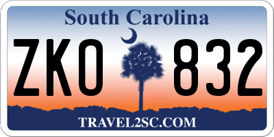 SC license plate ZKO832