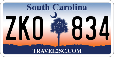 SC license plate ZKO834