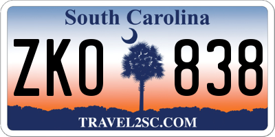 SC license plate ZKO838