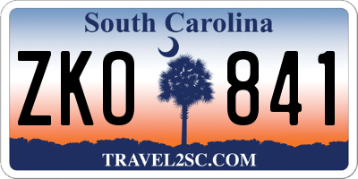 SC license plate ZKO841