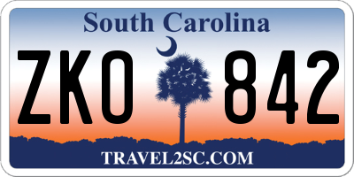 SC license plate ZKO842