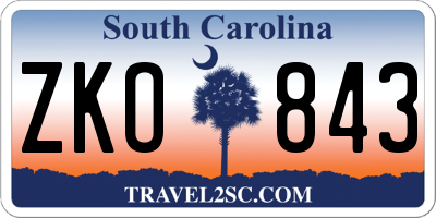 SC license plate ZKO843