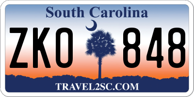 SC license plate ZKO848