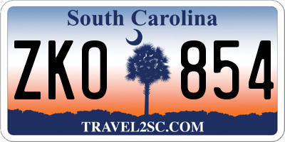 SC license plate ZKO854