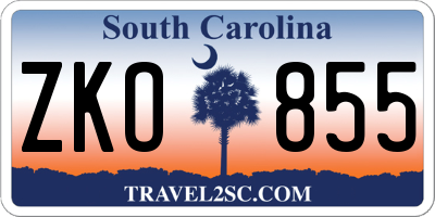 SC license plate ZKO855