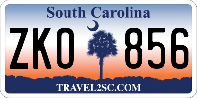 SC license plate ZKO856