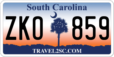 SC license plate ZKO859