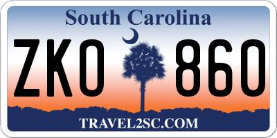 SC license plate ZKO860