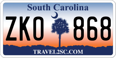 SC license plate ZKO868