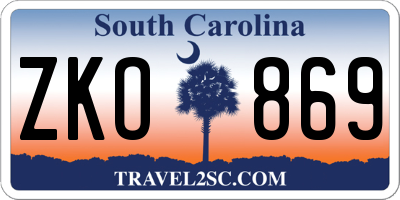 SC license plate ZKO869