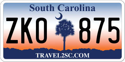 SC license plate ZKO875