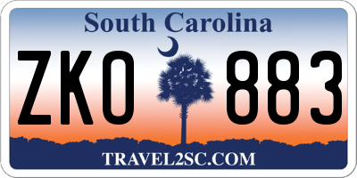 SC license plate ZKO883