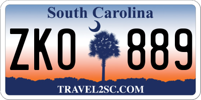 SC license plate ZKO889