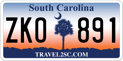 SC license plate ZKO891