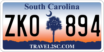 SC license plate ZKO894