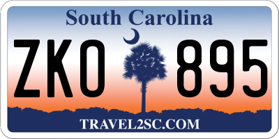 SC license plate ZKO895