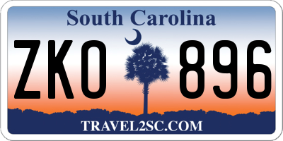 SC license plate ZKO896
