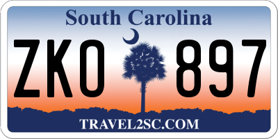 SC license plate ZKO897