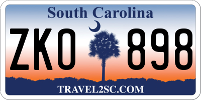 SC license plate ZKO898
