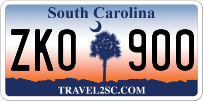 SC license plate ZKO900