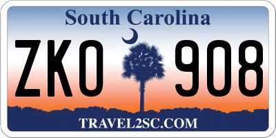 SC license plate ZKO908