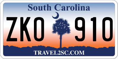 SC license plate ZKO910