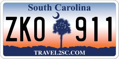 SC license plate ZKO911