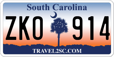 SC license plate ZKO914