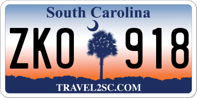 SC license plate ZKO918