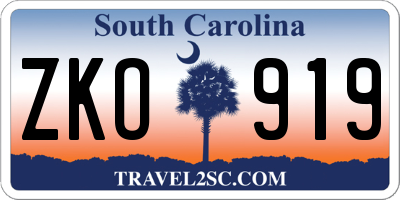 SC license plate ZKO919